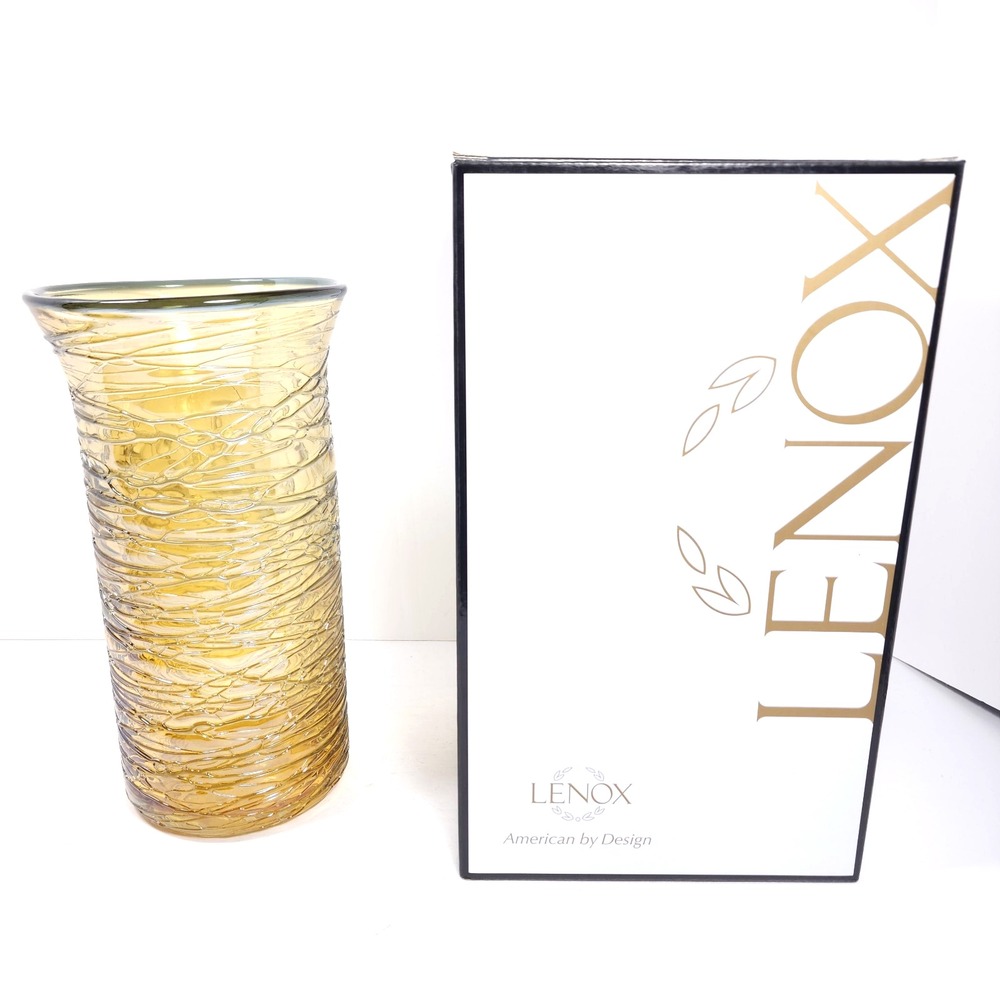 Lenox Pearlescent Amber Swirl Vase - American By Design - # 868036 Retired‎